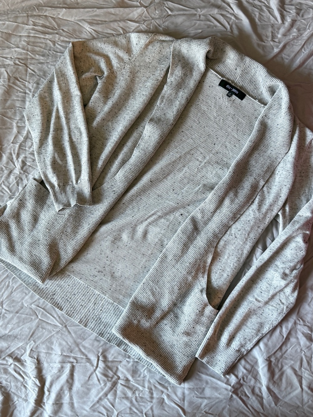 Light Speckled Cream Open-Front Women's Cardigan
